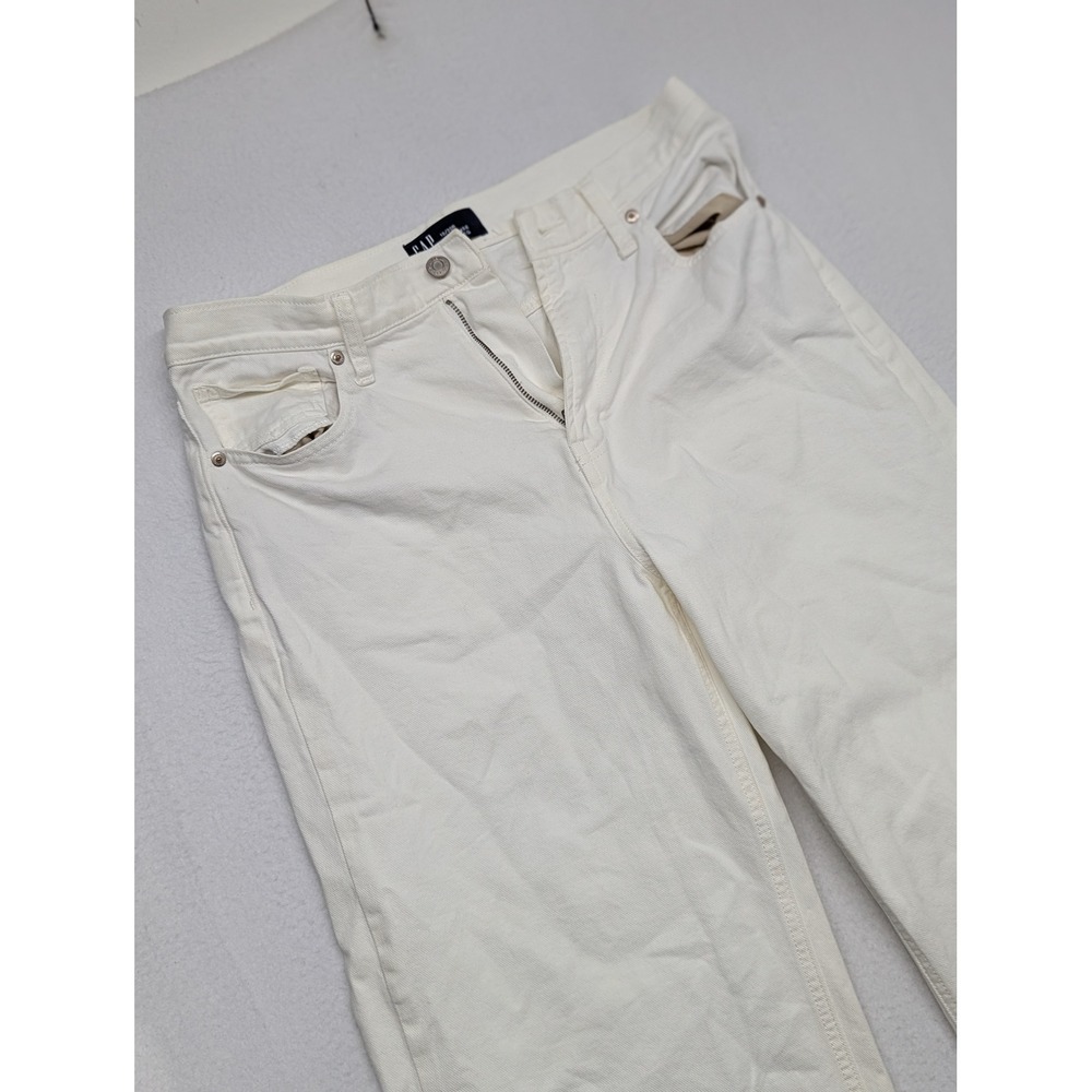 Gap Denim Womens High Rise Wide Leg Jeans Off White Raw Hem 10/30R